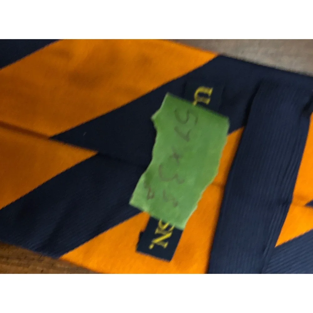 US Polo Assn‎ Mens Silk Necktie Orange Navy Blue Striped Repp Tie 57x3.5